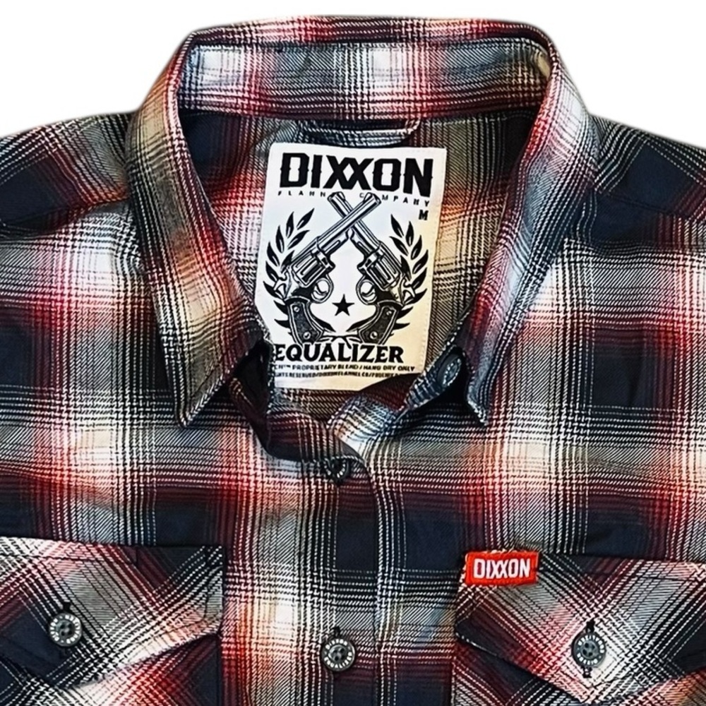 Dixxon Women’s Sz M Red Black Plaid Flannel Button Front Shirt Equalizer Casual - Picture 6 of 14